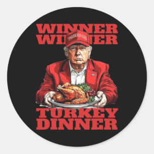 Humor Grappig Trump Winnaar Winnaar Kaledinermaalt Ronde Sticker