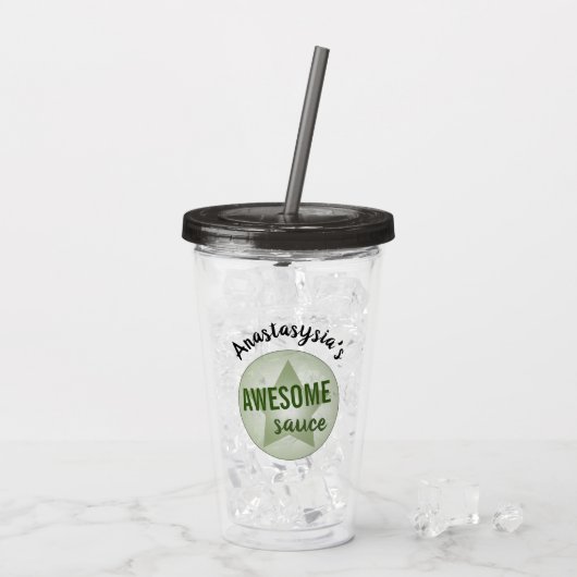 Humor Green Star Geweldige Sauce - Aangepaste naam Acryl Drinkbeker (Achterkant ijs)