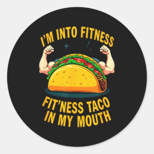 Humor gym workout fitness taco in mijn mond ronde sticker
