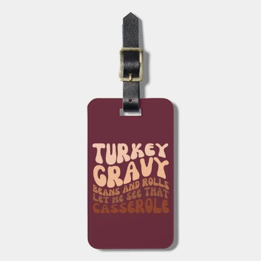 Humor kalkoen jus bonen en broodjes Thanksgiving Bagagelabel (Voorkant verticaal)