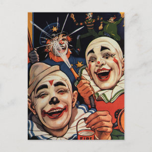 Humor, Laughing Circus Clowns en politie Briefkaart