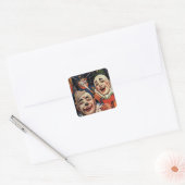  Humor, Laughing Circus Clowns en politie Vierkante Sticker (Envelop)