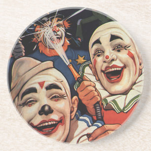 Humor, Laughing Circus Clowns en politie Zandsteen Onderzetter