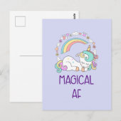 Humor - Magische AF. Unicorn, regenboog en stuifme Briefkaart (Voorkant / Achterkant)
