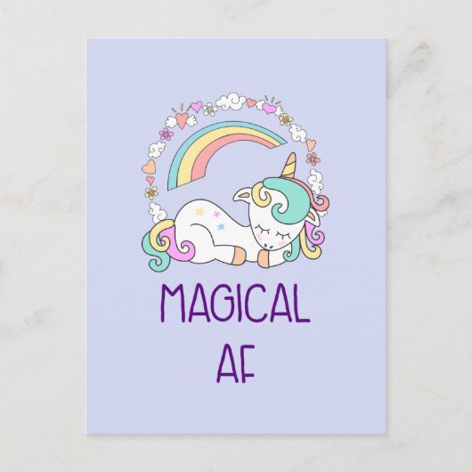 Humor - Magische AF. Unicorn, regenboog en stuifme Briefkaart (Voorkant)
