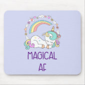 Humor - Magische AF. Unicorn, regenboog en stuifme Muismat (Voorkant)