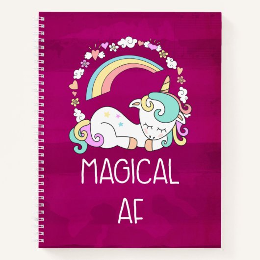 Humor - Magische AF. Unicorn, regenboog en stuifme Notitieboek (Voorkant)