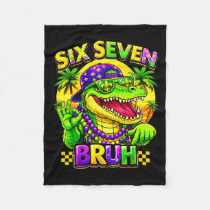 Humor Mardi Gras 67 Zes Zeven Alligator Bruh Manne Fleece Deken