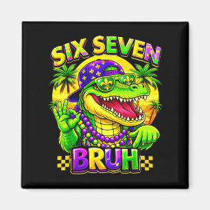 Humor Mardi Gras 67 Zes Zeven Alligator Bruh Manne Magneet