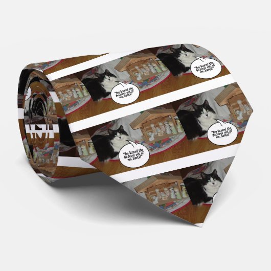 Humor met kerstzwarte en witte kat stropdas (Opgerold)