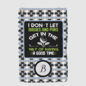 Humor met monogram typografie golfhanddoek (Voorkant)