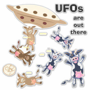 Humor ontvoering UFO-koe Sticker