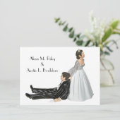 Humor over het huwelijk op wit kaart (Staand voorkant)