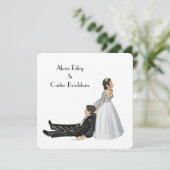 Humor over het huwelijk op wit kaart (Staand voorkant)