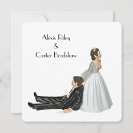 Humor over het huwelijk op wit kaart