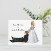 Humor over het huwelijk op wit kaart (Staand voorkant)