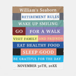 Humor Personalized Funny Retirement Rules Fleece Deken