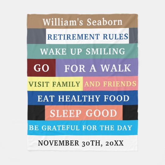 Humor Personalized Funny Retirement Rules Fleece Deken (Voorkant)