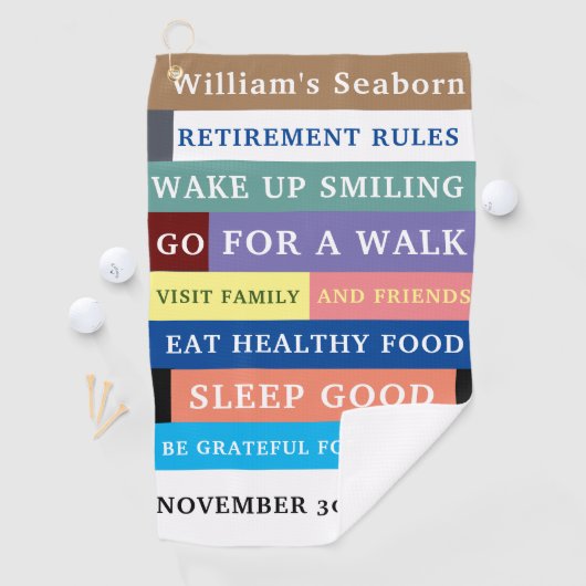 Humor Personalized Funny Retirement Rules Golfhanddoek (Insitu)