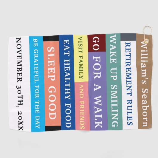 Humor Personalized Funny Retirement Rules Golfhanddoek (Horizontaal)