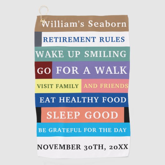 Humor Personalized Funny Retirement Rules Golfhanddoek (Voorkant)