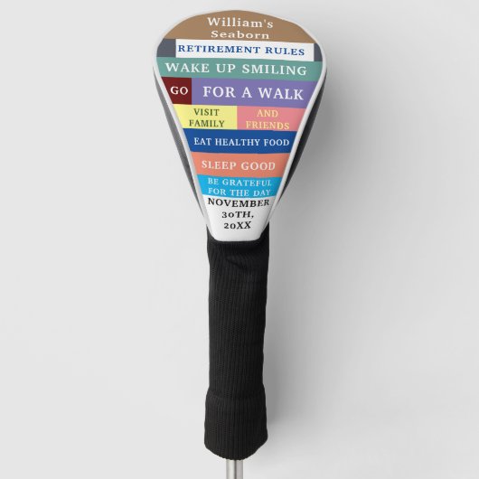 Humor Personalized Funny Retirement Rules Golfheadcover (Voorkant)