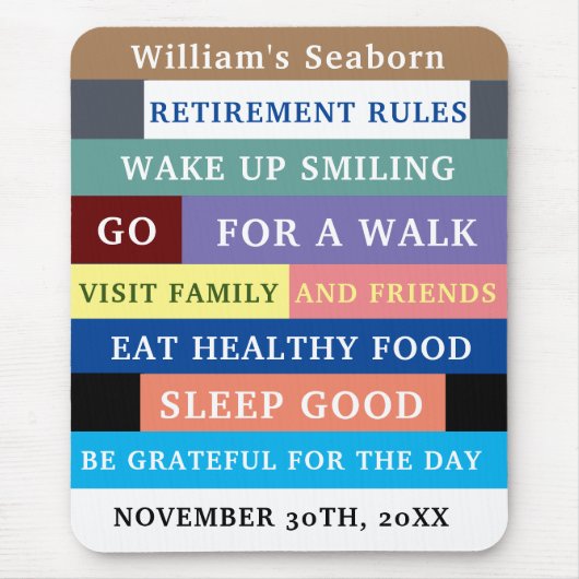 Humor Personalized Funny Retirement Rules Muismat (Voorkant)