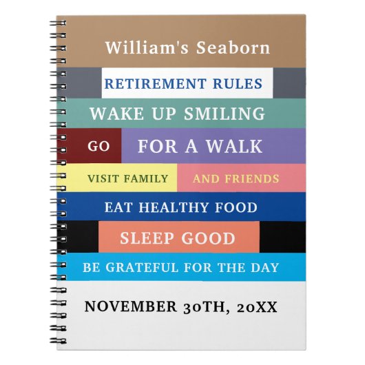 Humor Personalized Funny Retirement Rules Notitieboek (Voorkant)