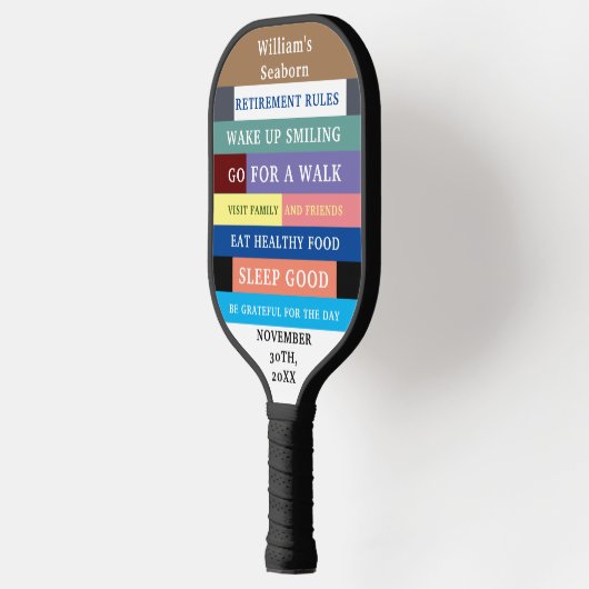 Humor Personalized Funny Retirement Rules Pickleball Paddle (Links)