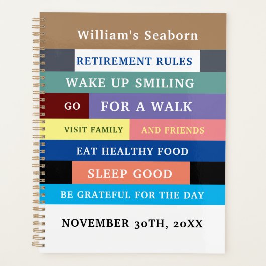 Humor Personalized Funny Retirement Rules Planner (Voorkant)