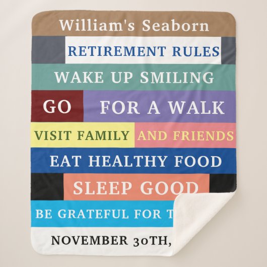 Humor Personalized Funny Retirement Rules Sherpa Deken (Voorkant)