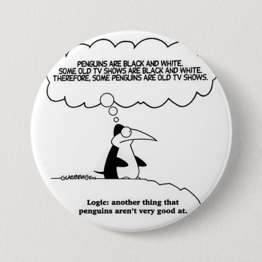 humor-pinguïn-logica ronde button 7,6 cm (Voorkant)