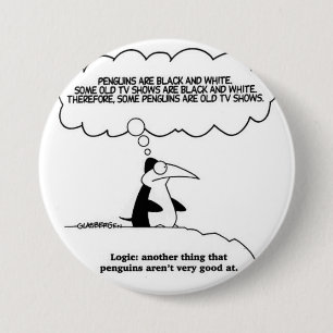humor-pinguïn-logica ronde button 7,6 cm
