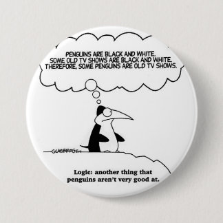 humor-pinguïn-logica ronde button 7,6 cm