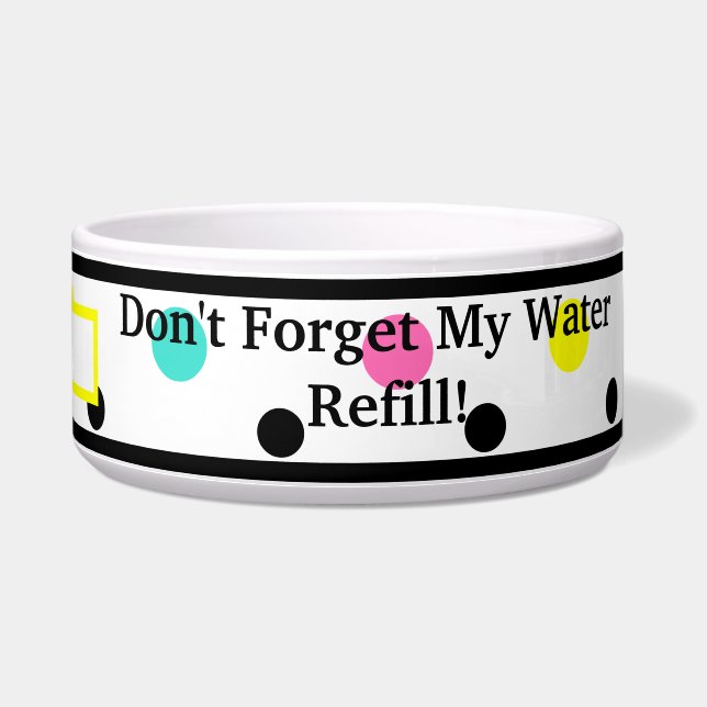 Humor Polka Dots Name Voerbakje (Rechts)