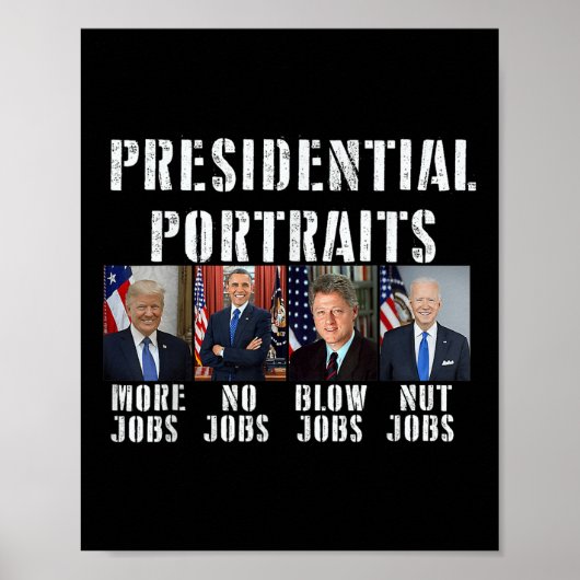 Humor Presidentiële Portretten Trump Obama Biden C Poster (Voorkant)