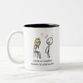 Humor Quote Facial Funny Valentijnsdag Stickman Tweekleurige Koffiemok (Links)