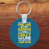 Humor Quote Fine Line Between Genius And Crazy, Fu Sleutelhanger (Voorkant)