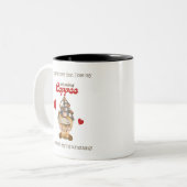 Humor Quote Schattigee Gnome Coffee Funny Valentij Tweekleurige Koffiemok (Voorkant links)