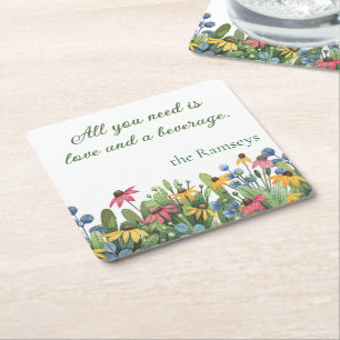Humor Quote, Waterverf Wildflowers Kartonnen Onderzetters