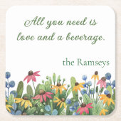 Humor Quote, Waterverf Wildflowers Kartonnen Onderzetters (Voorkant)