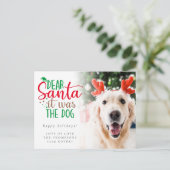 Humor Santa Het was de Dog Photo Holiday Briefkaart (Staand voorkant)