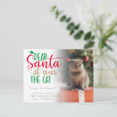 Humor Santa Het was het Briefkaart van de Kat Foto (Staand voorkant)