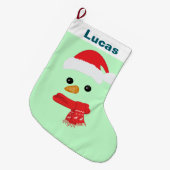 Humor Schattigee sneeuwman Santa face Vakantiefees Grote Kerstsok (Voorkant (Hangend))