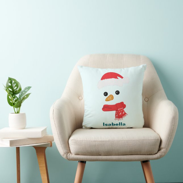 Humor Schattigee sneeuwman Santa face Vakantiefees Kussen (Stoel)