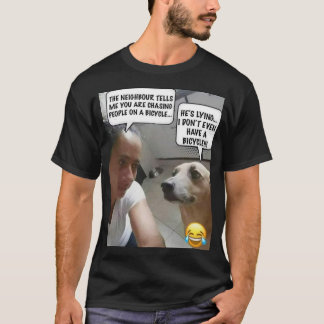 Humor Shirt... Hond achtervolgt fiets, maar bezit  T-shirt