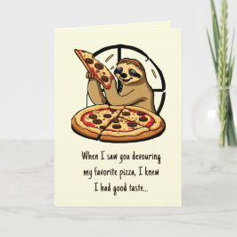 Humor Sloth Sarcastic Pizza Grappige Valentijnsdag Kaart
