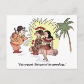 Humor, soldaat met vrouw, grappig briefkaart (Voorkant)