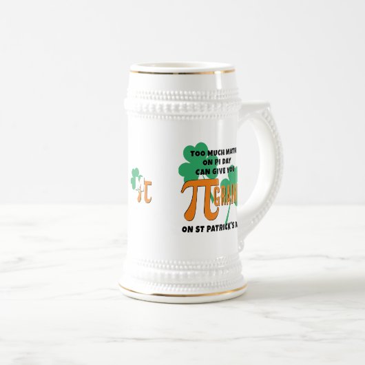 Humor St Patrick's Day PI Day Wiskunde Monogram Bierpul (Voorkant rechts)