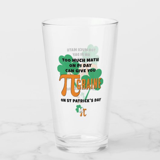 Humor St Patrick's Day PI Day Wiskunde Monogram Glas (Achterkant)